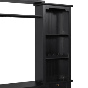 English Elm U-Can Modular Wall Entertainment Center with Wine Racks Glass Doors and Five Drawers SJ000170AAB