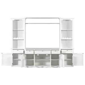 English Elm U-Can Modular Wall Entertainment Center with Wine Rack Glass Cabinets and Drawers SJ000170AAK