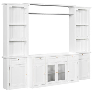 English Elm U-Can Modular Wall Entertainment Center with Wine Rack Glass Cabinets and Drawers SJ000170AAK