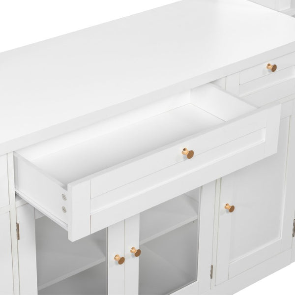 English Elm U-Can Modular Wall Entertainment Center with Wine Rack Glass Cabinets and Drawers SJ000170AAK