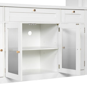 English Elm U-Can Modular Wall Entertainment Center with Wine Rack Glass Cabinets and Drawers SJ000170AAK