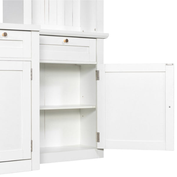 English Elm U-Can Modular Wall Entertainment Center with Wine Rack Glass Cabinets and Drawers SJ000170AAK