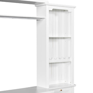 English Elm U-Can Modular Wall Entertainment Center with Wine Rack Glass Cabinets and Drawers SJ000170AAK