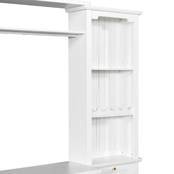English Elm U-Can Modular Wall Entertainment Center with Wine Rack Glass Cabinets and Drawers SJ000170AAK