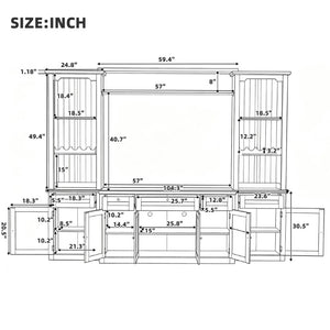 English Elm U-Can Modular Wall Entertainment Center with Wine Rack Glass Cabinets and Drawers SJ000170AAK