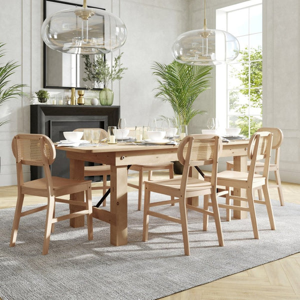 English Elm Jacob Set of 2 Commercial Cane Rattan Dining Chairs with Solid Wood Frame for Stylish Comfort Natural SK-220902-NAT-GG