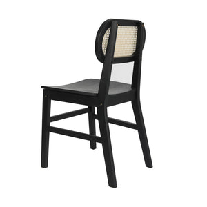 English Elm Jacob Set of 2 Commercial Cane Rattan Dining Chairs with Solid Wood Frame for Stylish Comfort Black SK-220902-NATBLK-GG