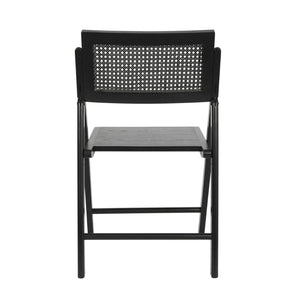 English Elm Galene Set of 2 Cane Rattan Folding Chairs with Solid Wood Frame, Ideal for Events and Home Use Black SK-220905-BLK-GG