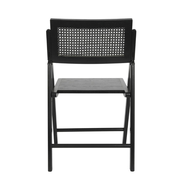 English Elm Galene Set of 2 Cane Rattan Folding Chairs with Solid Wood Frame, Ideal for Events and Home Use Black SK-220905-BLK-GG