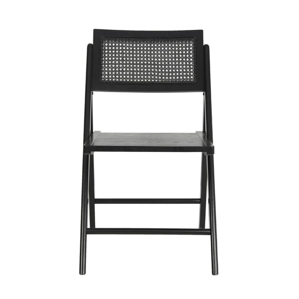 English Elm Galene Set of 2 Cane Rattan Folding Chairs with Solid Wood Frame, Ideal for Events and Home Use Black SK-220905-BLK-GG