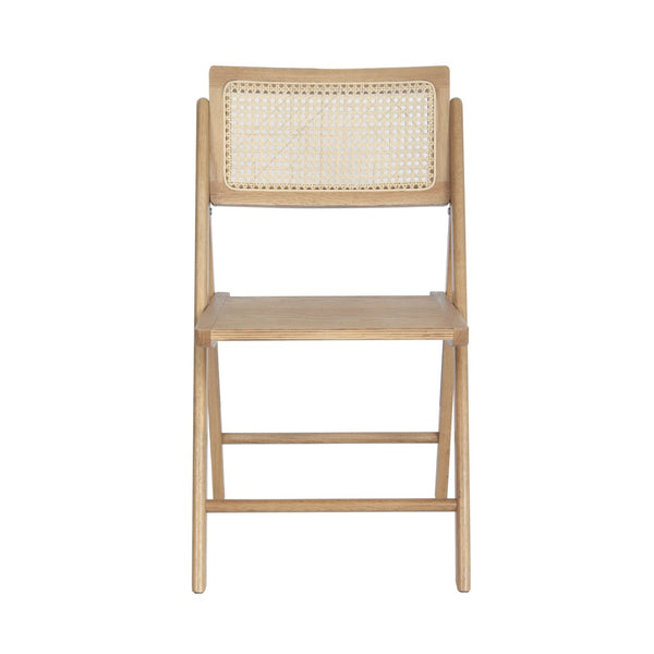 English Elm Galene Set of 2 Cane Rattan Folding Chairs with Solid Wood Frame, Ideal for Events and Home Use Natural SK-220905-NAT-GG