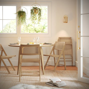 English Elm Galene Set of 2 Cane Rattan Folding Chairs with Solid Wood Frame, Ideal for Events and Home Use Natural SK-220905-NAT-GG