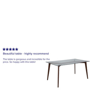 English Elm Parkside Contemporary 35.25" x 59" Rectangular Walnut Wood Dining Table with Glass Top Design SK-TC-5049-W-GG