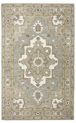 Rizzy Suffolk SK323A Hand Tufted Traditional Wool Rug Gray/Natural 9' x 12'