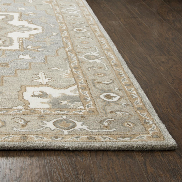 Rizzy Suffolk SK323A Hand Tufted Traditional Wool Rug Gray/Natural 9' x 12'