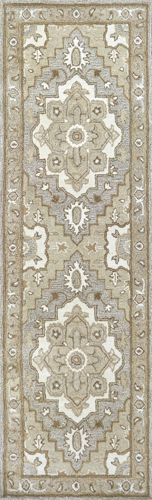 Rizzy Suffolk SK323A Hand Tufted Traditional Wool Rug Gray/Natural 2'6" x 8'