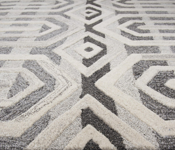 Rizzy Suffolk SK336A Hand Tufted Transitional Wool Rug Gray/Natural 9' x 12'