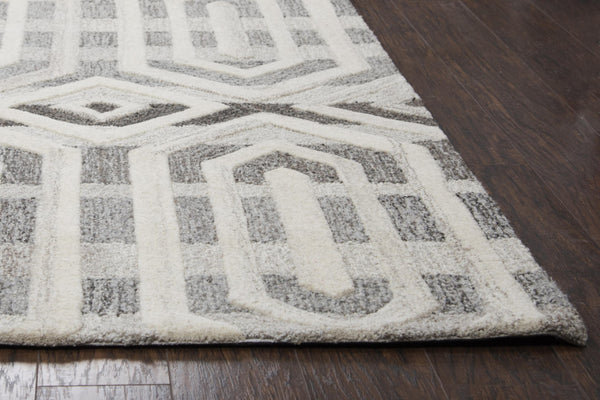 Rizzy Suffolk SK336A Hand Tufted Transitional Wool Rug Gray/Natural 9' x 12'