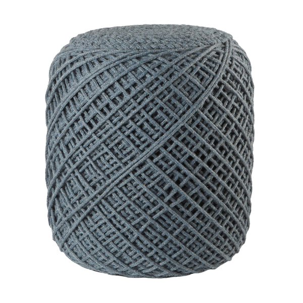 Jaipur Living Jaipur Living Lykke Spool Weave Polyester Pouf Hygge Inspired Indoor Outdoor Accent Slate POF100503