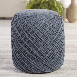 Jaipur Living Jaipur Living Lykke Spool Weave Polyester Pouf Hygge Inspired Indoor Outdoor Accent Slate POF100503
