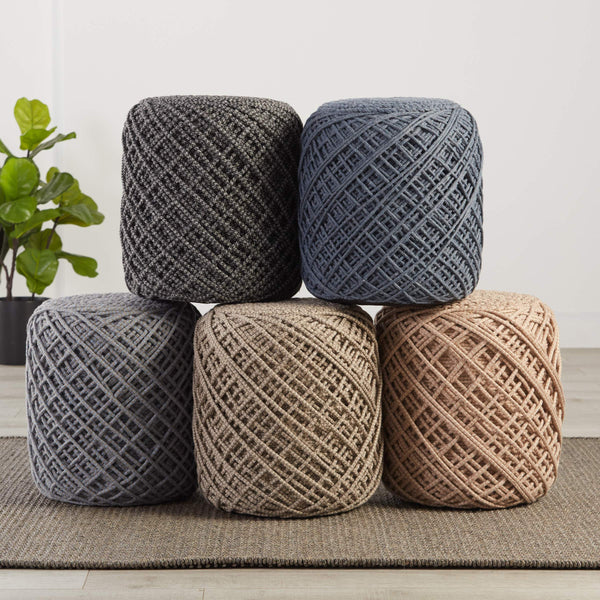 Jaipur Living Jaipur Living Lykke Spool Weave Polyester Pouf Hygge Inspired Indoor Outdoor Accent Slate POF100503