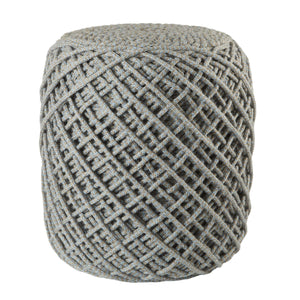 Jaipur Living Jaipur Living Lykke Spool Weave Polyester Pouf Hygge Inspired Indoor Outdoor Accent Gray/Blue POF100504