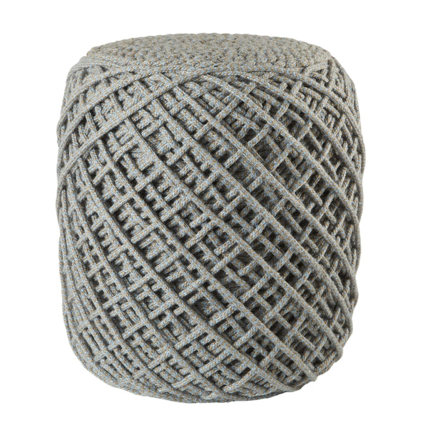 Jaipur Living Jaipur Living Lykke Spool Weave Polyester Pouf Hygge Inspired Indoor Outdoor Accent Gray/Blue POF100504
