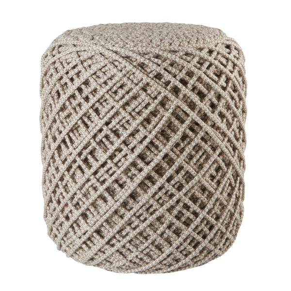 Jaipur Living Jaipur Living Lykke Spool Weave Polyester Pouf Hygge Inspired Indoor Outdoor Accent Taupe POF100505