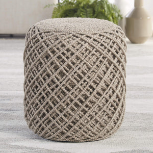 Jaipur Living Jaipur Living Lykke Spool Weave Polyester Pouf Hygge Inspired Indoor Outdoor Accent Taupe POF100505