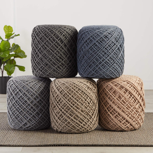 Jaipur Living Jaipur Living Lykke Spool Weave Polyester Pouf Hygge Inspired Indoor Outdoor Accent Taupe POF100505