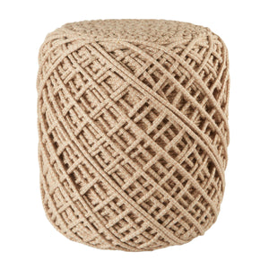 Jaipur Living Jaipur Living Lykke Spool Weave Polyester Pouf Hygge Inspired Indoor Outdoor Accent Light Taupe POF100506