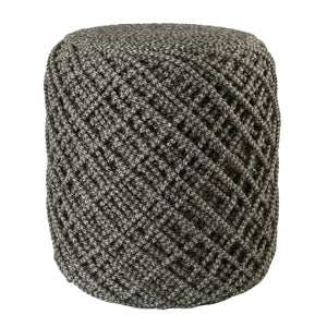 Jaipur Living Jaipur Living Lykke Spool Weave Polyester Pouf Hygge Inspired Indoor Outdoor Accent Gray/Black POF100507
