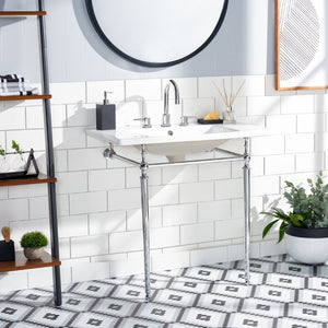 Safavieh HAMILTON Console Sink Stand - Modern Polished Chrome Wall-Mount Design for Space-Saving Elegance SKC4200A