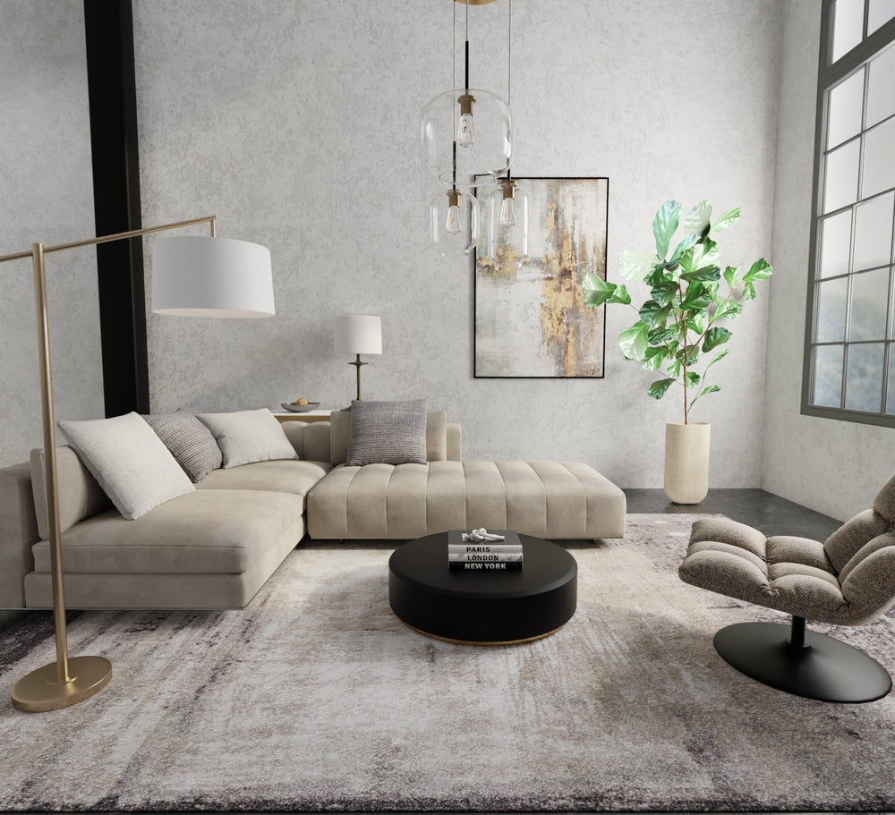 Feizy Rugs Skyview Abstract Runner Rug Turkish Polypropylene Plush Pile Hallway Entryway Neutral Tones SKV39QAFIVYGRYI02