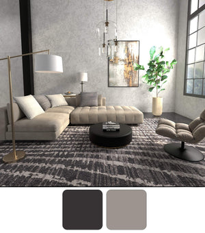 Feizy Rugs Skyview Abstract Plush Hallway Runner Turkish Polypropylene Frieze Pile Modern Rug Black/Gray/Ivory SKV39QDFCHL000I02