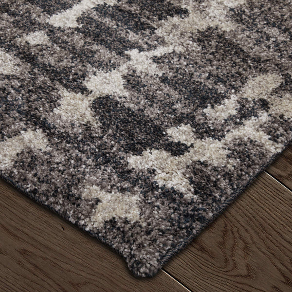 Feizy Rugs Skyview Abstract Plush Hallway Runner Turkish Polypropylene Frieze Pile Modern Rug Black/Gray/Ivory SKV39QDFCHL000I02
