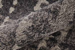Feizy Rugs Skyview Abstract Plush Hallway Runner Turkish Polypropylene Frieze Pile Modern Rug Black/Gray/Ivory SKV39QDFCHL000I02