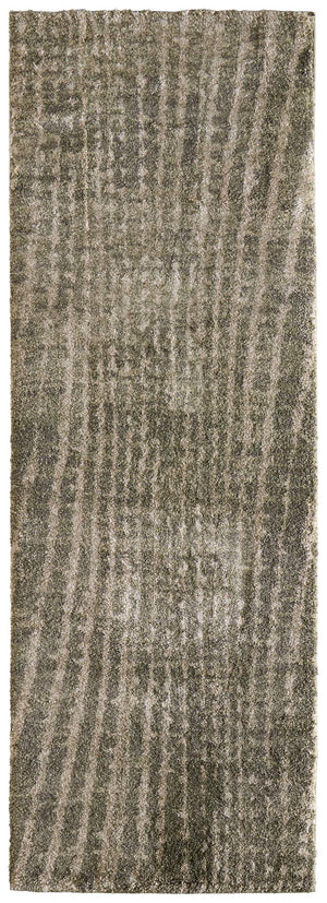 Feizy Rugs Skyview Abstract Plush Hallway Runner Turkish Polypropylene Frieze Pile Modern Rug Green/Tan SKV39QDFGRN000I02
