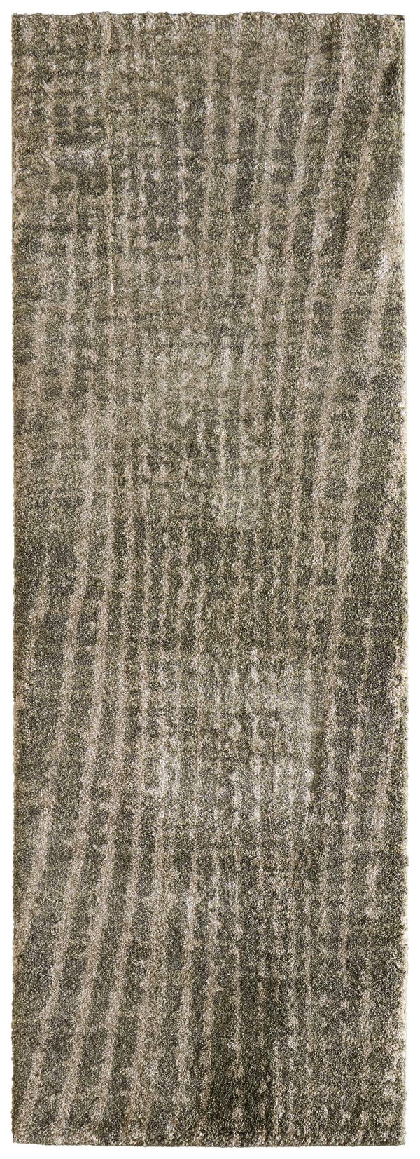 Feizy Rugs Skyview Abstract Plush Hallway Runner Turkish Polypropylene Frieze Pile Modern Rug Green/Tan SKV39QDFGRN000I02