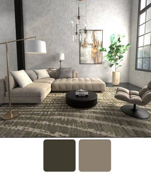Feizy Rugs Skyview Abstract Plush Hallway Runner Turkish Polypropylene Frieze Pile Modern Rug Green/Tan SKV39QDFGRN000I02