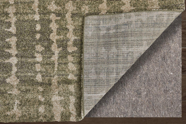 Feizy Rugs Skyview Abstract Plush Hallway Runner Turkish Polypropylene Frieze Pile Modern Rug Green/Tan SKV39QDFGRN000I02