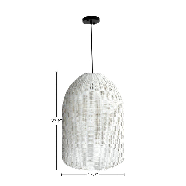 Lh Imports Campana Chandelier - Elegant Handwoven Rattan Design For Stunning Home Beautification And Style White Rattan,Iron Sky035-l