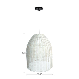 Lh Imports Campana Chandelier - Elegant Handwoven Rattan Design For Stunning Home Beautification And Style White Rattan,Iron Sky035-m
