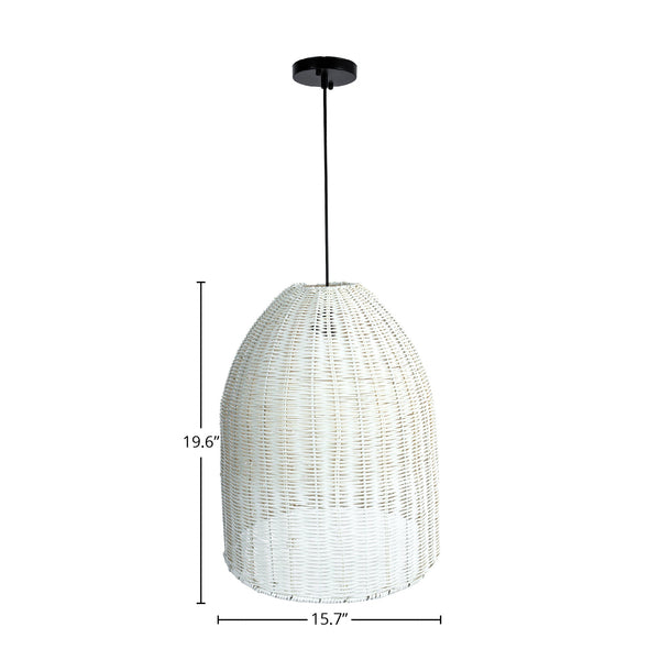 Lh Imports Campana Chandelier - Elegant Handwoven Rattan Design For Stunning Home Beautification And Style White Rattan,Iron Sky035-m
