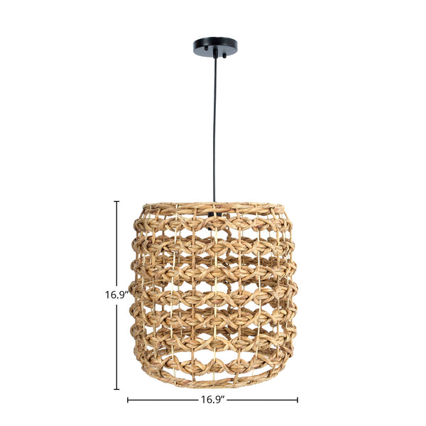 Lh Imports Hyacinth Round Chandelier - Elegant Water Hyacinth Weave Design For Stunning Home Illumination Brown Water Hyacinth,Iron Sky036