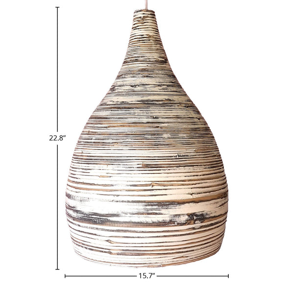 Lh Imports Lago Chandelier - Elegant Spun Bamboo Design With Smooth Curves, 43.3" Cord & Canopy Included Black,White Bamboo,Iron Sky038