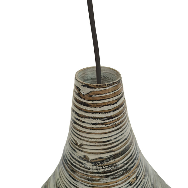 Lh Imports Lago Chandelier - Elegant Spun Bamboo Design With Smooth Curves, 43.3" Cord & Canopy Included Black,White Bamboo,Iron Sky038