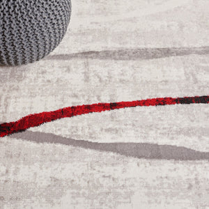 Safavieh Skyler 112 Power Loomed 55% Polypropylene, 40% Jute, 5% Polyester Modern Rug Ivory Grey / Red SKY112P-9