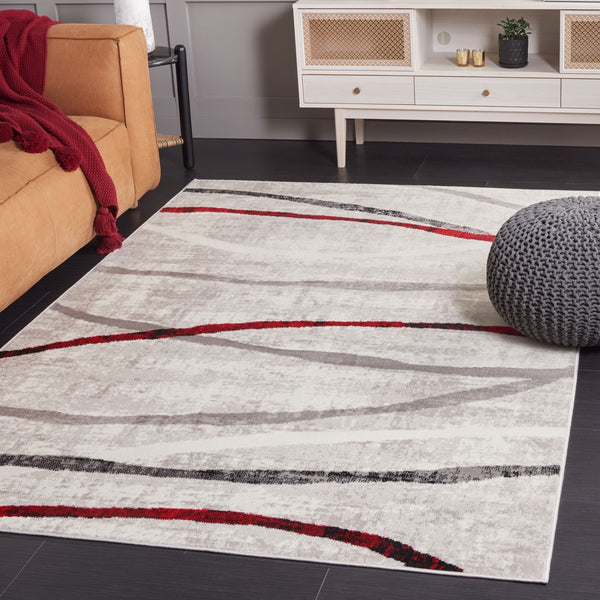 Safavieh Skyler 112 Power Loomed 55% Polypropylene, 40% Jute, 5% Polyester Modern Rug Ivory Grey / Red SKY112P-9