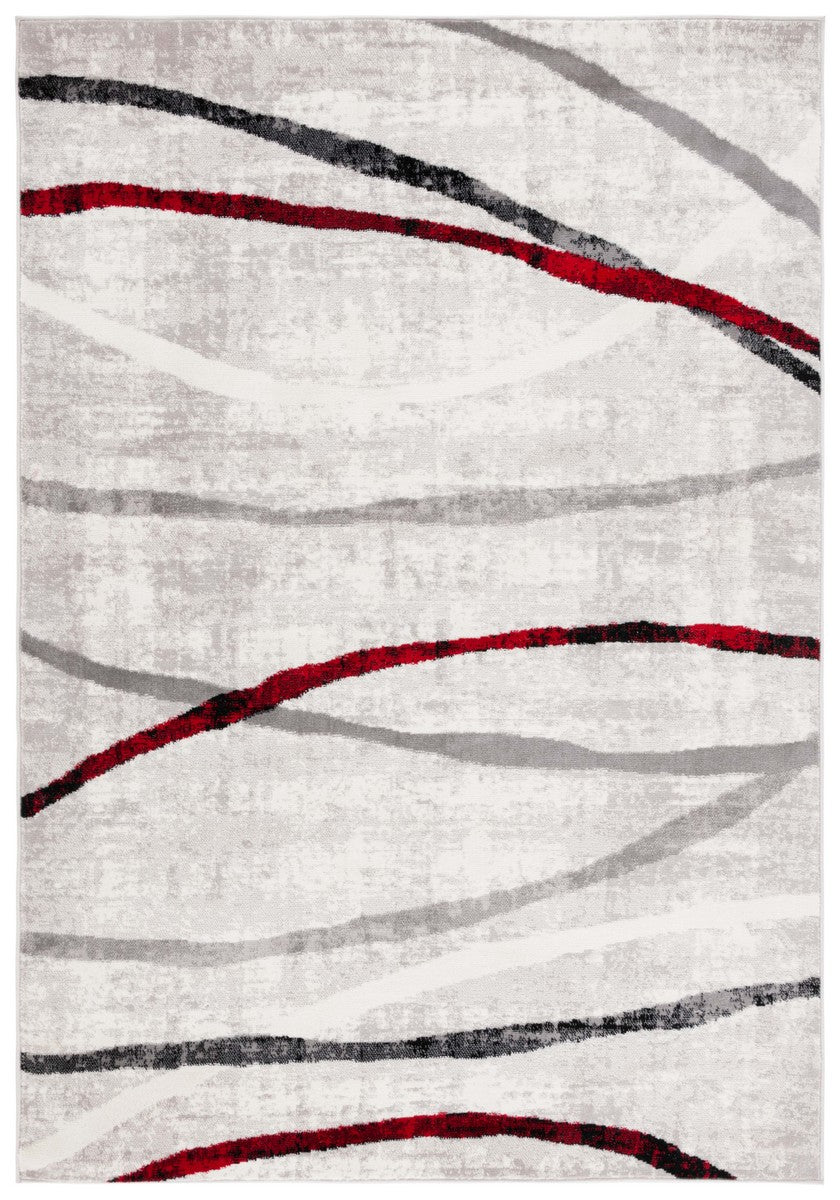 Safavieh Skyler 112 Power Loomed 55% Polypropylene, 40% Jute, 5% Polyester Modern Rug Ivory Grey / Red SKY112P-9